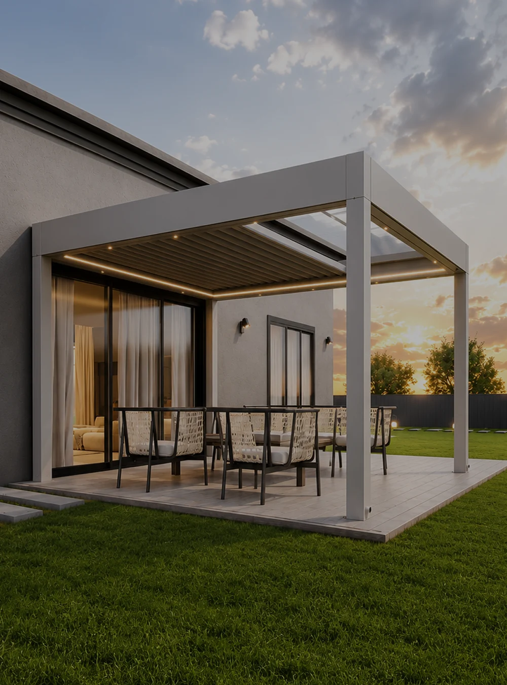 Pergoflat retractable canopy pergola